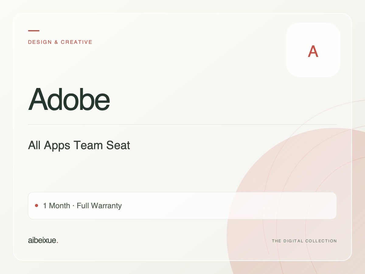 Adobe All Apps Team Seat — 1 Month, Full Warranty