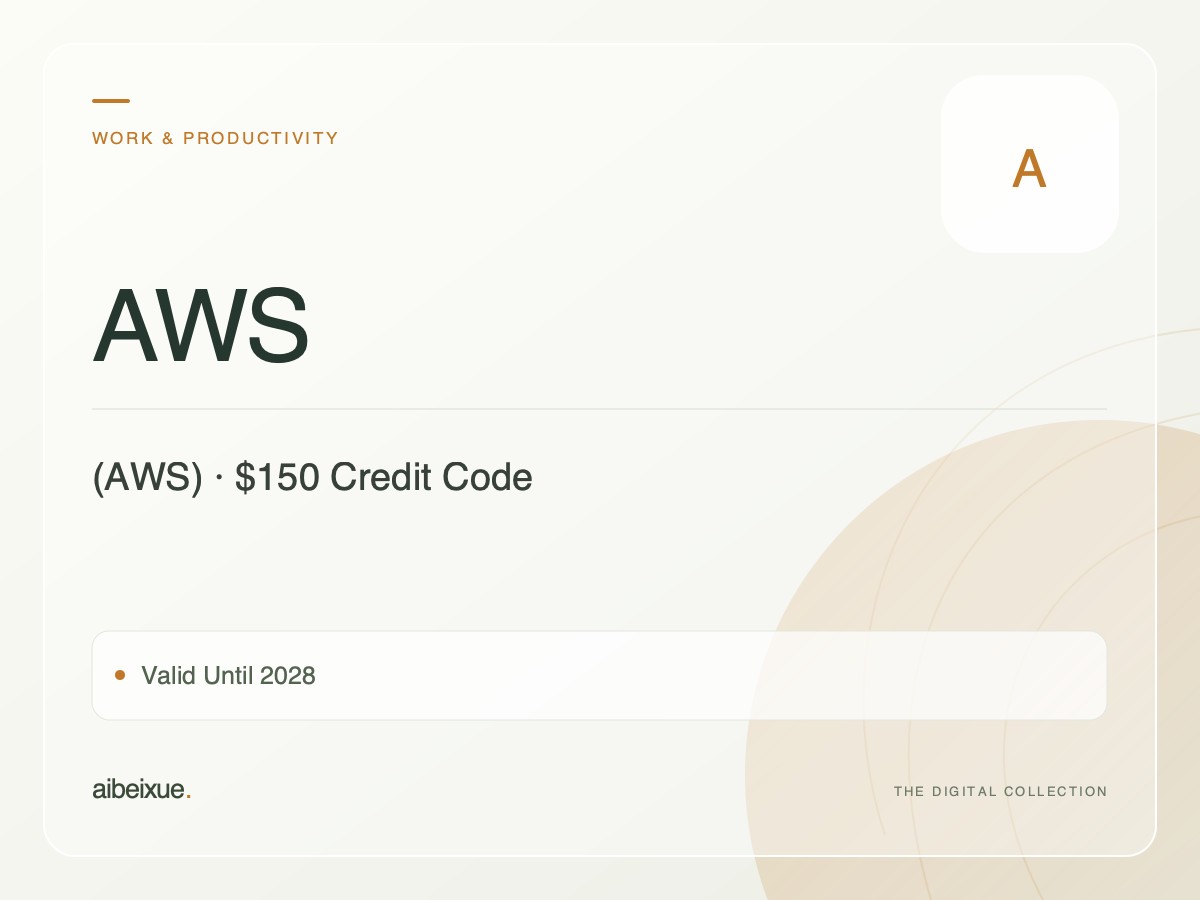 Amazon Web Services (AWS) — $150 Credit Code, Valid Until 2028
