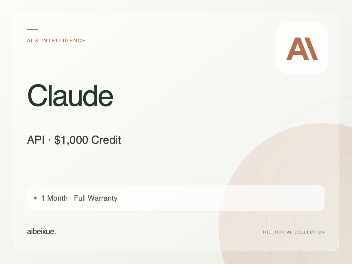 Claude API — $1,000 Credit, 1 Month, Full Warranty