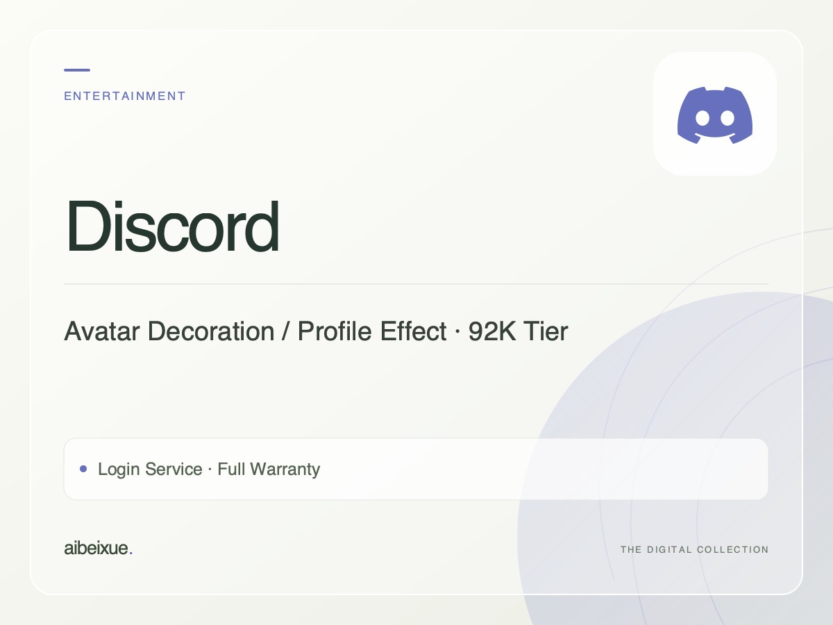Discord Avatar Decoration / Profile Effect — 92K Tier, Login Service, Full Warranty