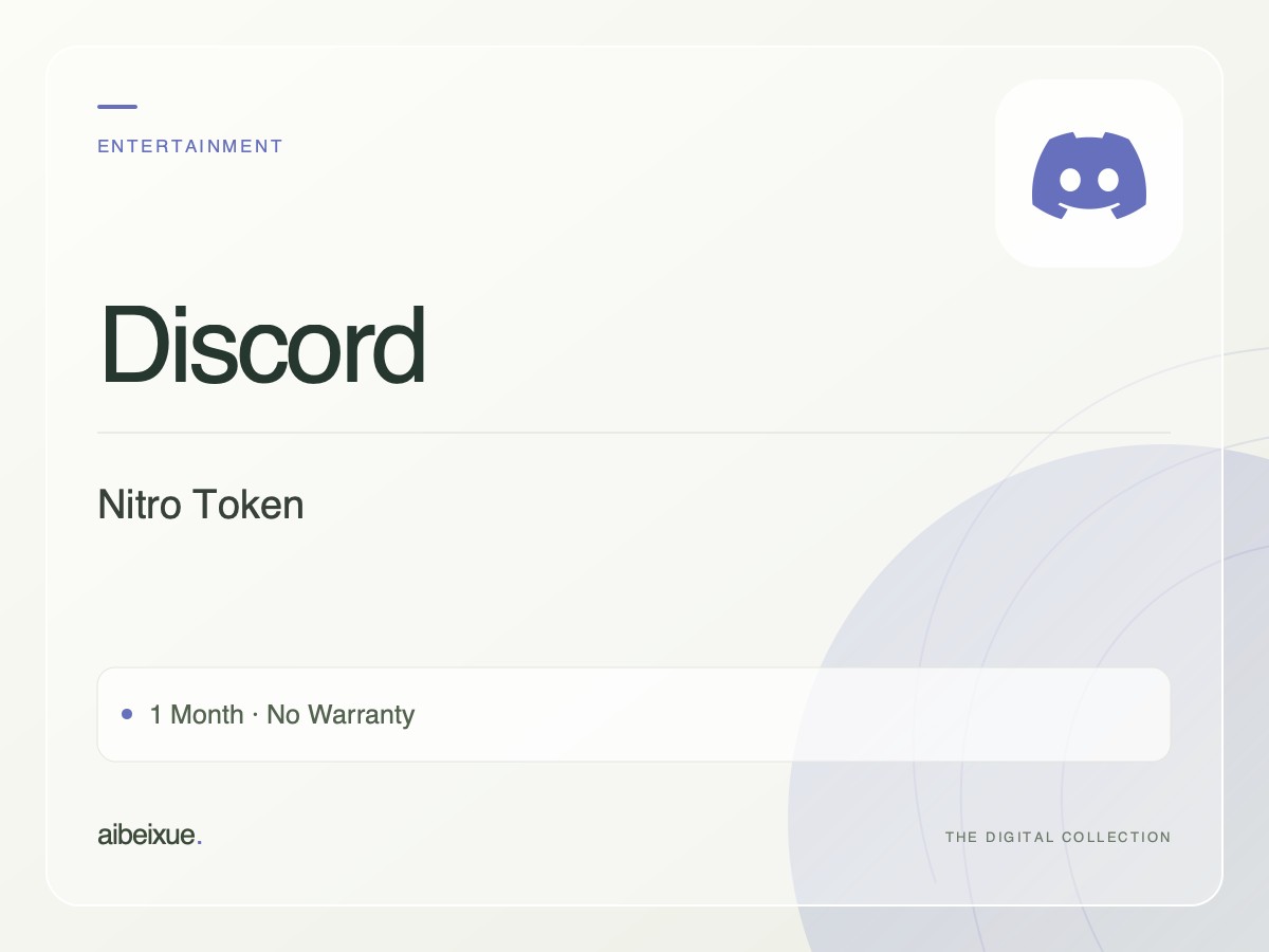 Discord Nitro Token — 1 Month, No Warranty