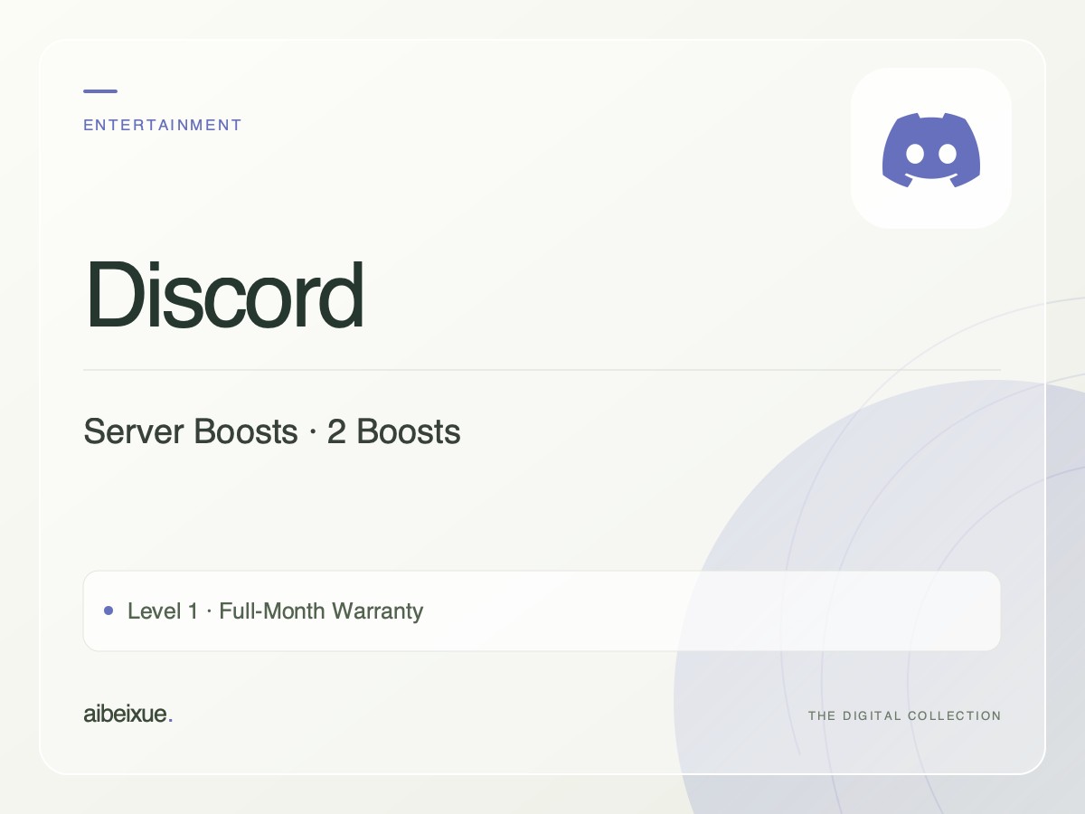 Discord Server Boosts — 2 Boosts, Level 1, Full-Month Warranty