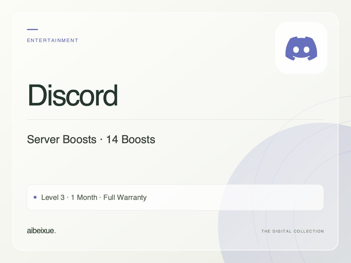 Discord Server Boosts — 14 Boosts, Level 3, 1 Month, Full Warranty