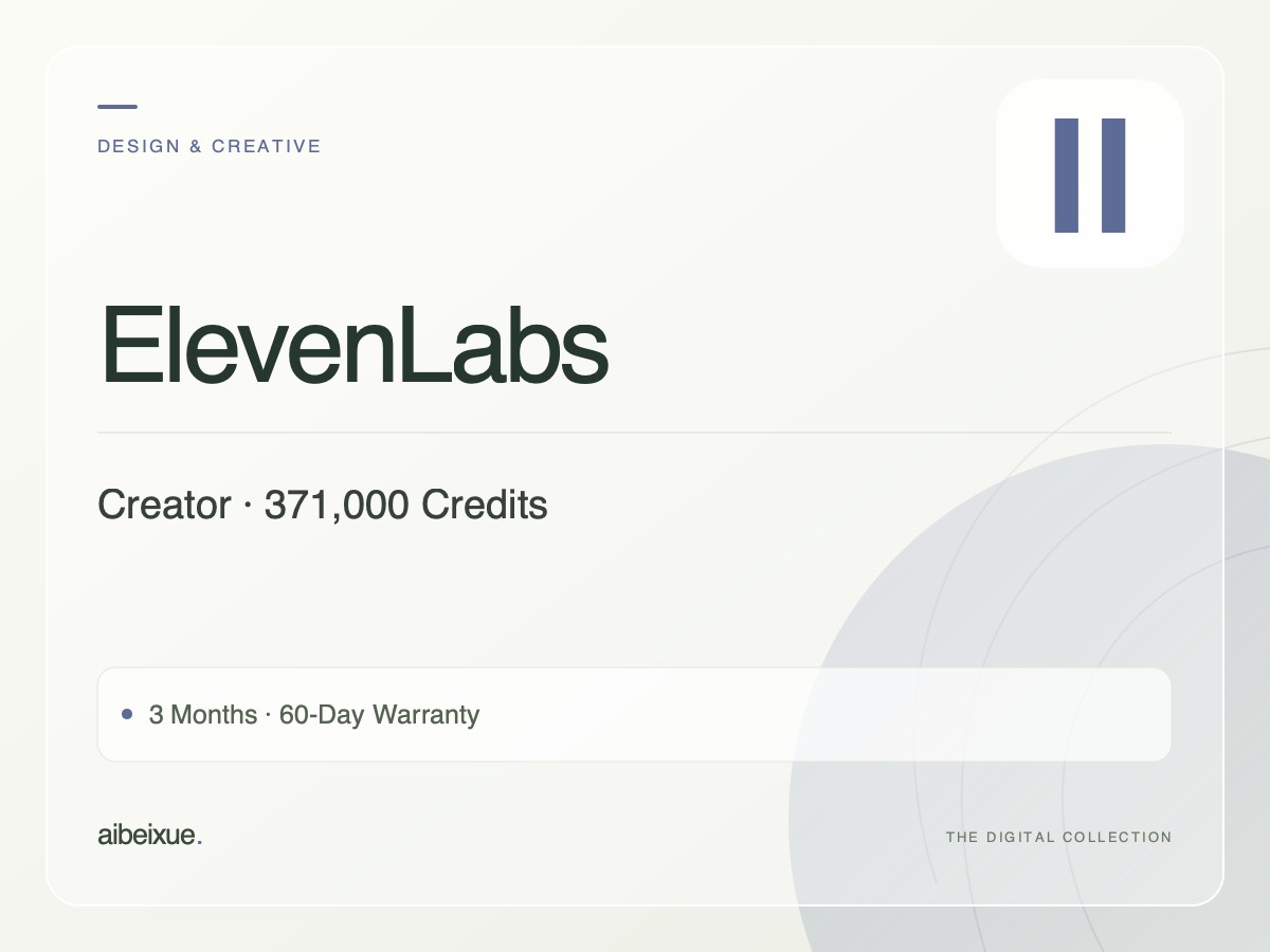 ElevenLabs Creator — 371,000 Credits, 3 Months, 60-Day Warranty