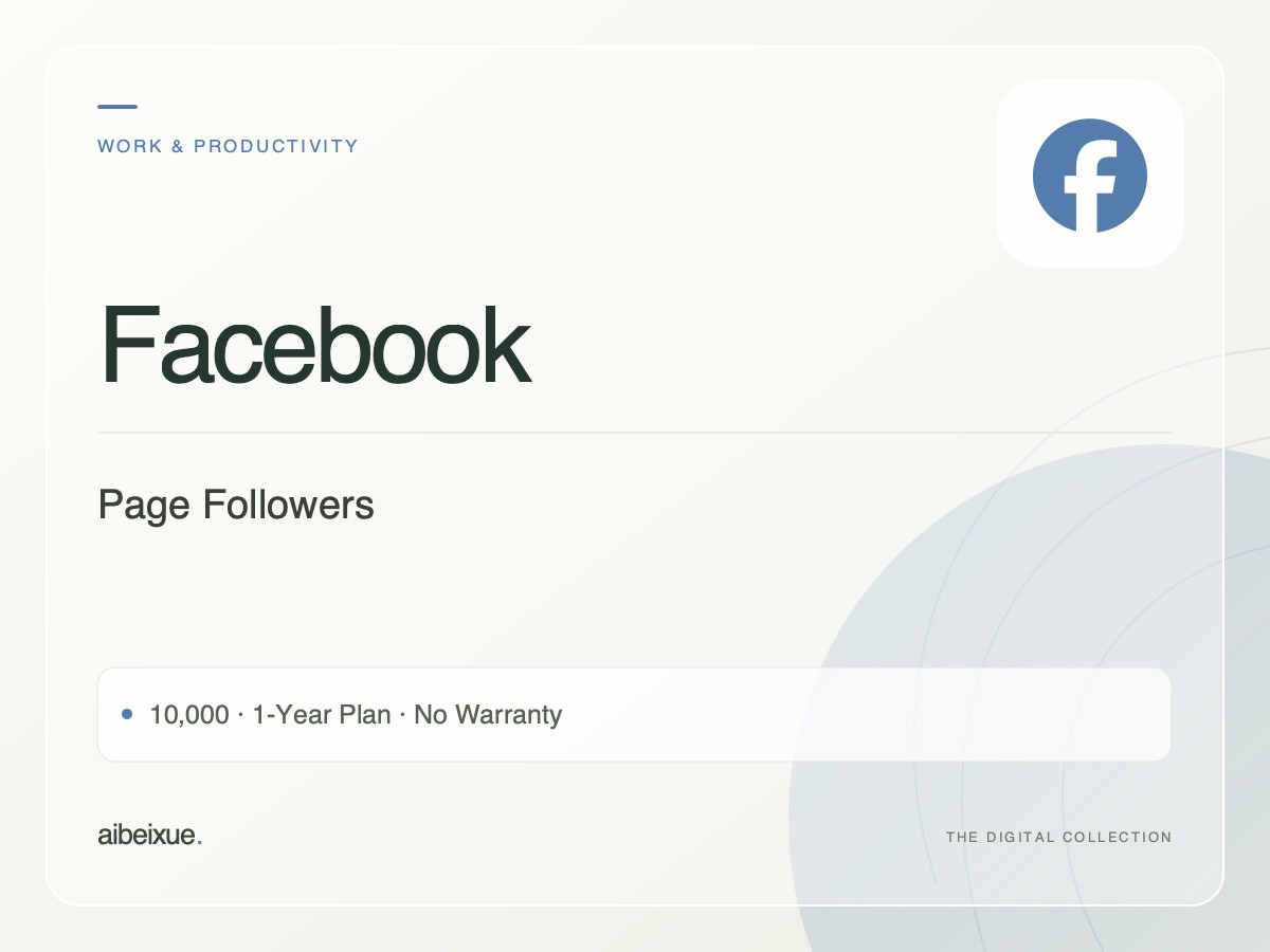 Facebook Page Followers — 10,000, 1-Year Plan, No Warranty