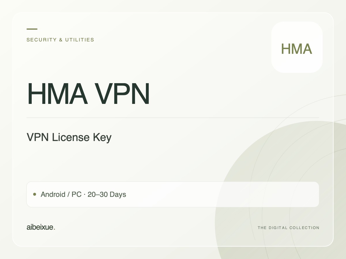 HMA VPN License Key — Android / PC, 20–30 Days