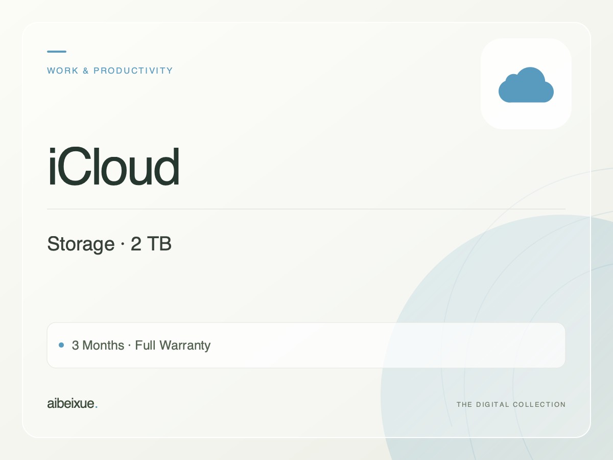 iCloud Storage — 2 TB, 3 Months, Full Warranty