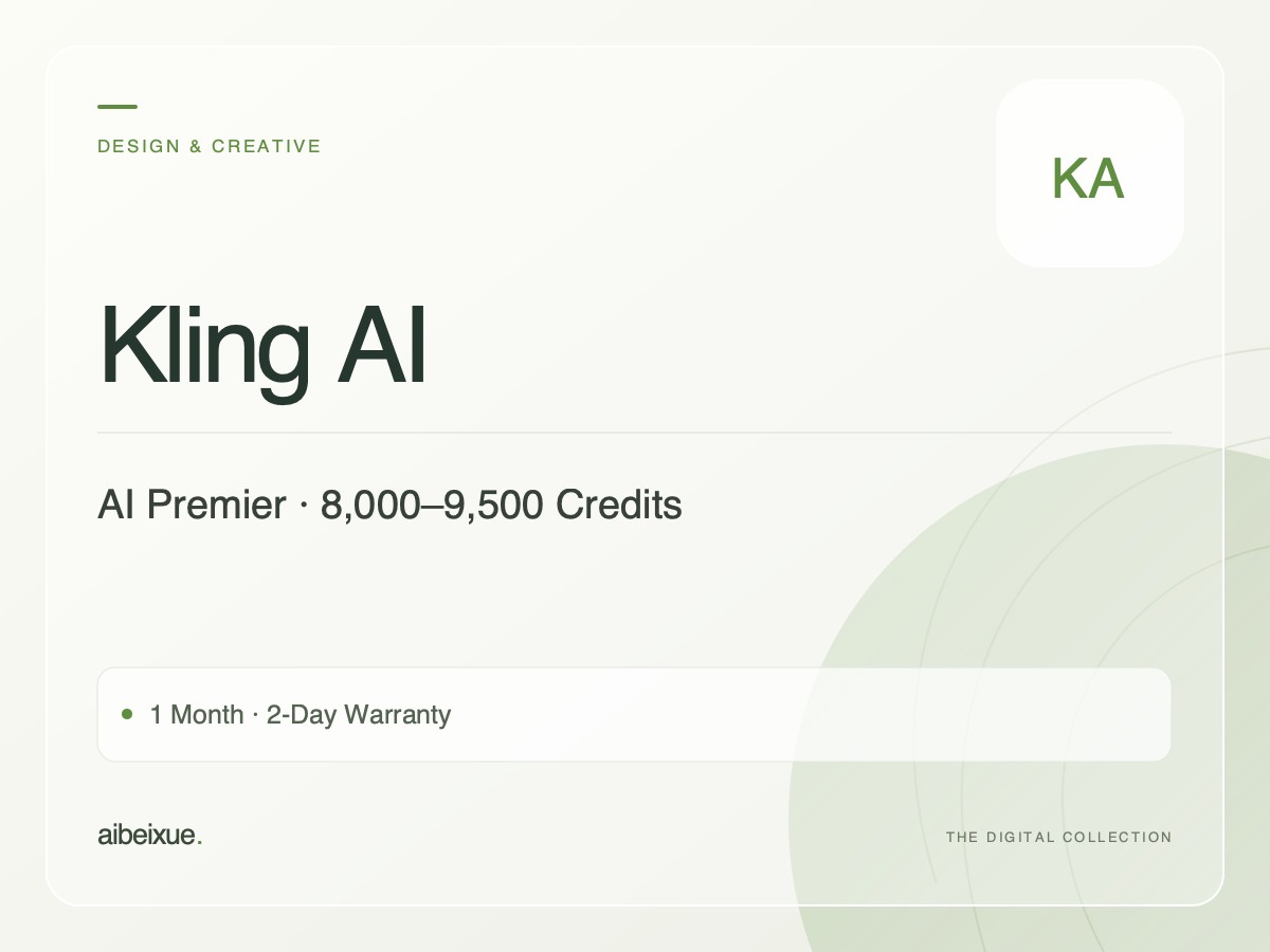 Kling AI Premier — 8,000–9,500 Credits, 1 Month, 2-Day Warranty