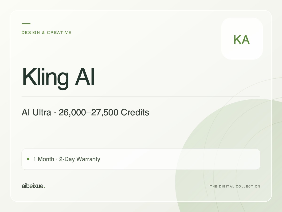 Kling AI Ultra — 26,000–27,500 Credits, 1 Month, 2-Day Warranty