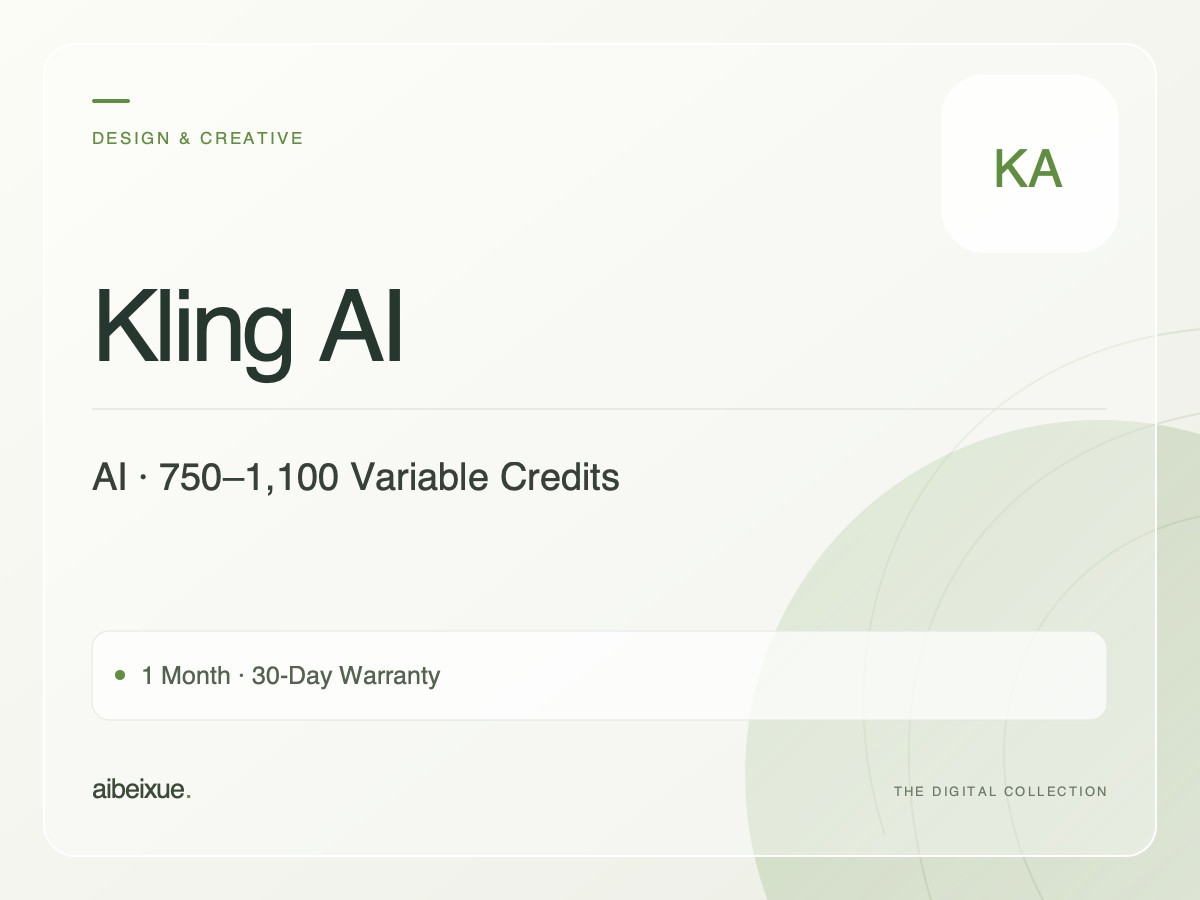 Kling AI — 750–1,100 Variable Credits, 1 Month, 30-Day Warranty