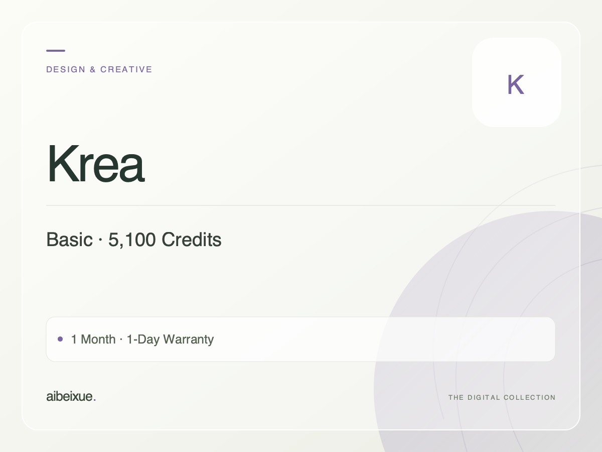 Krea Basic — 5,100 Credits, 1 Month, 1-Day Warranty