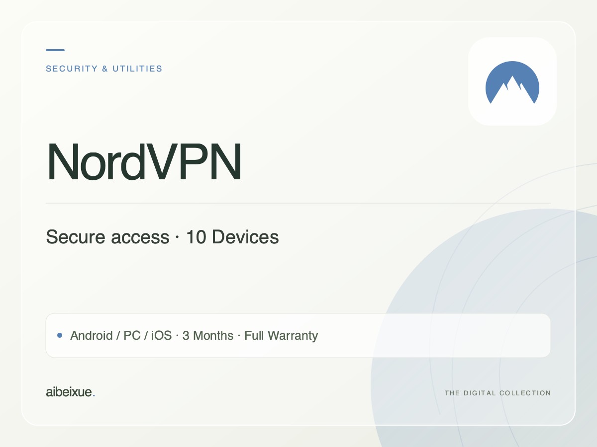 NordVPN — 10 Devices, Android / PC / iOS, 3 Months, Full Warranty