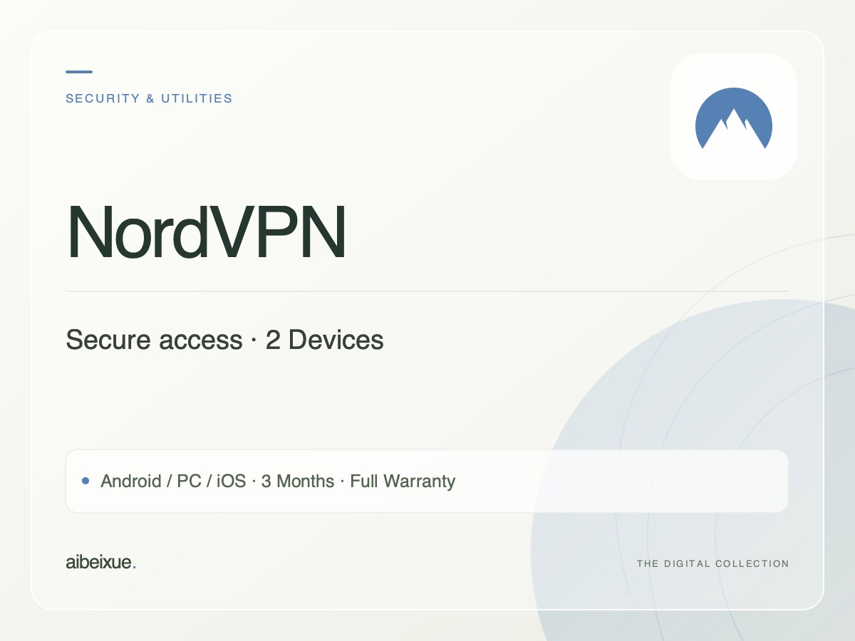 NordVPN — 2 Devices, Android / PC / iOS, 3 Months, Full Warranty