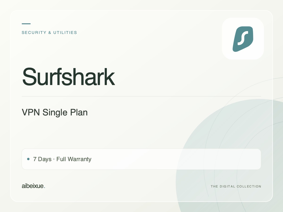 Surfshark VPN Single Plan — 7 Days, Full Warranty
