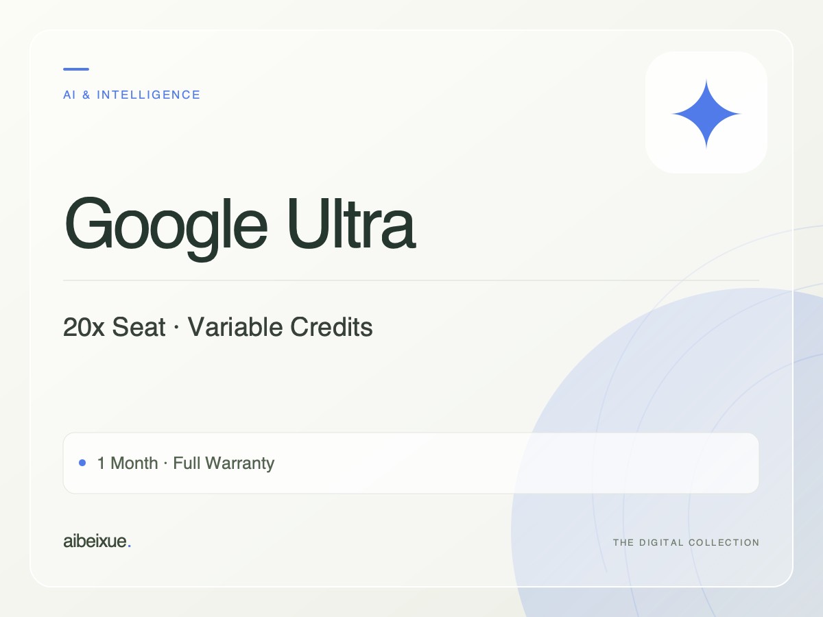 Google Ultra 20x Seat — Variable Credits, 1 Month, Full Warranty