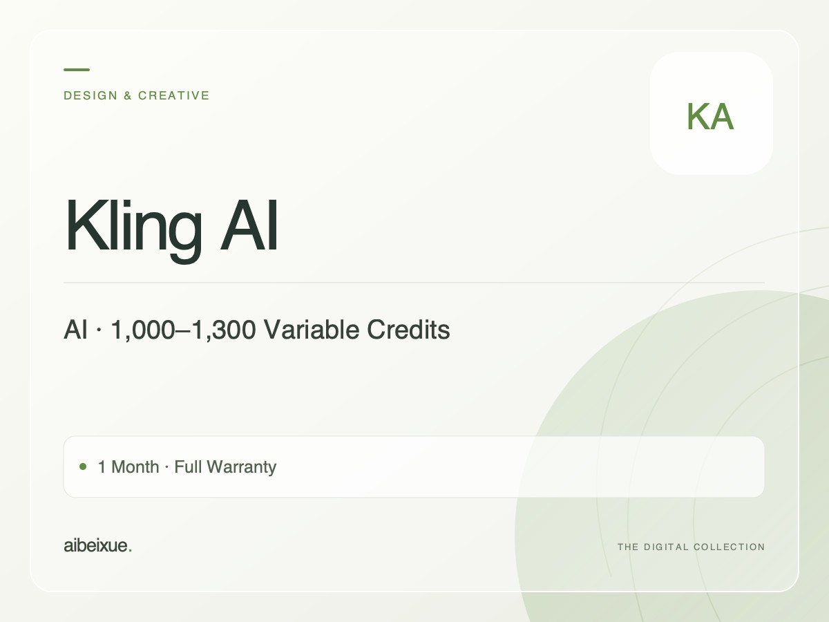 Kling AI — 1,000–1,300 Variable Credits, 1 Month, Full Warranty
