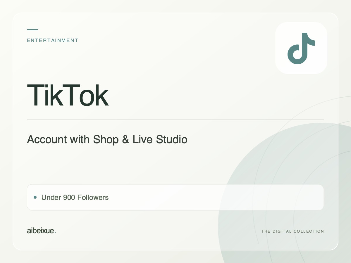TikTok Account with Shop & Live Studio — Under 900 Followers